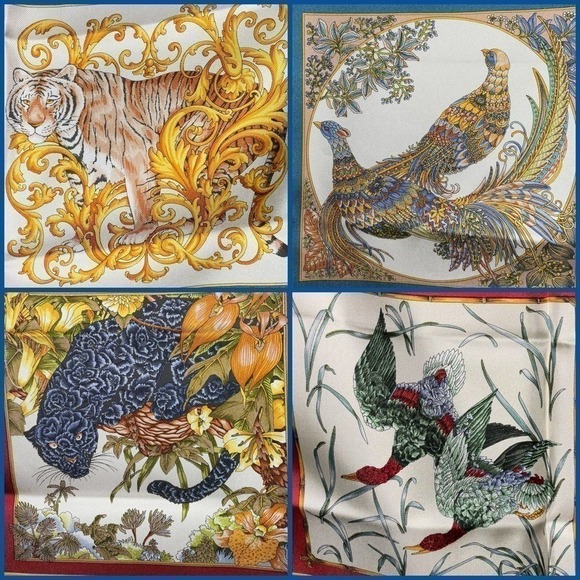 Salvatore Ferragamo 100% Silk Jungle Animals Print Scarf NWT - Picture 12 of 16